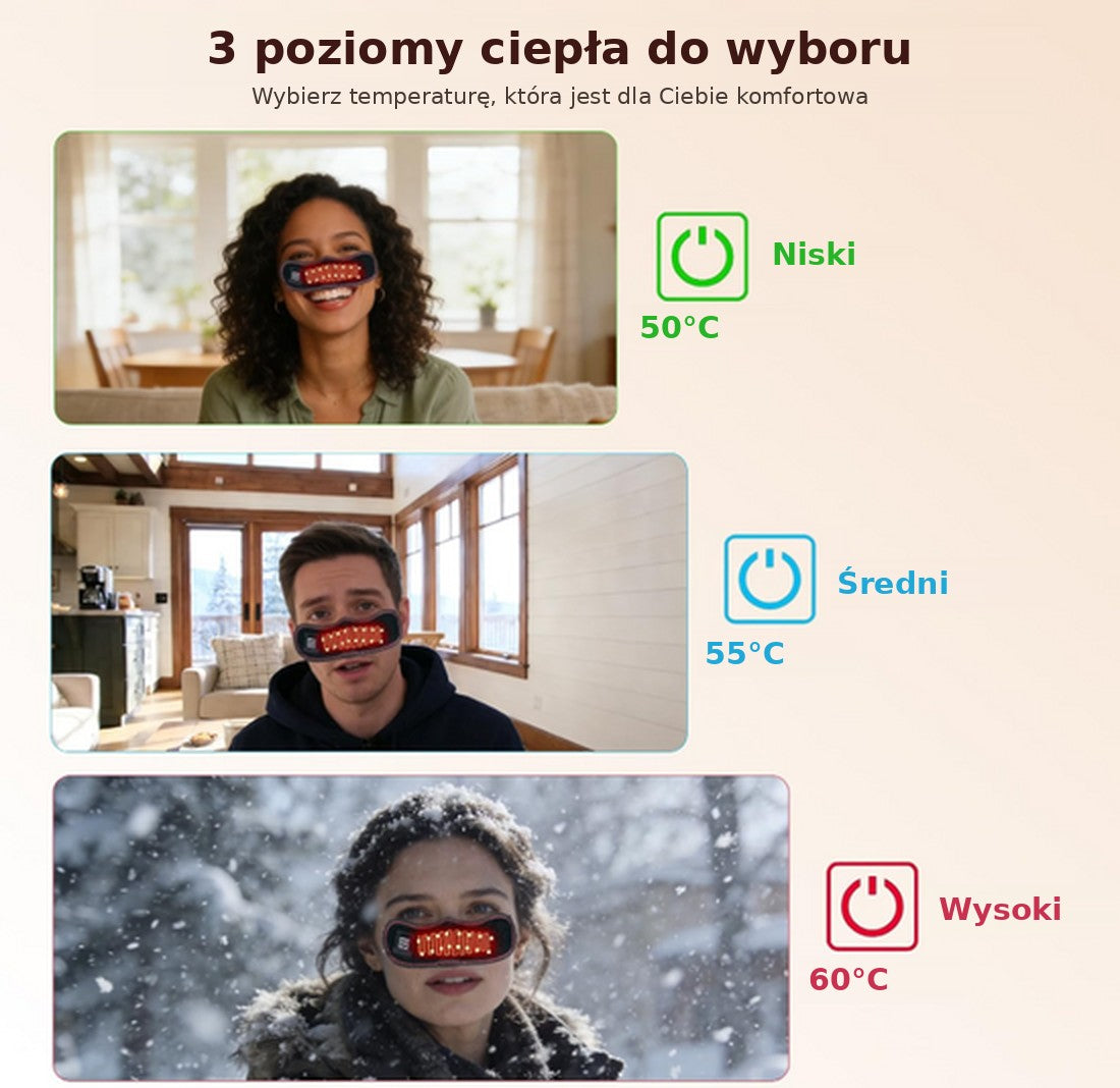 Podgrzewana opaska na nos z czerwonym światłem LED